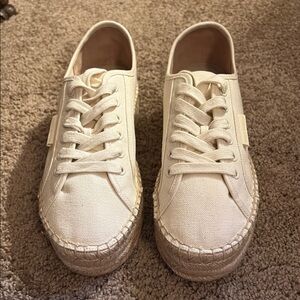 Brand New Tory Burch Off-White Lace-Up Espadrilles